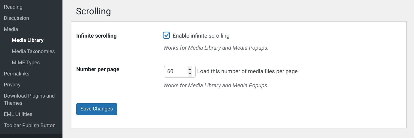 Enhanced Media Library :: Scrolling Options